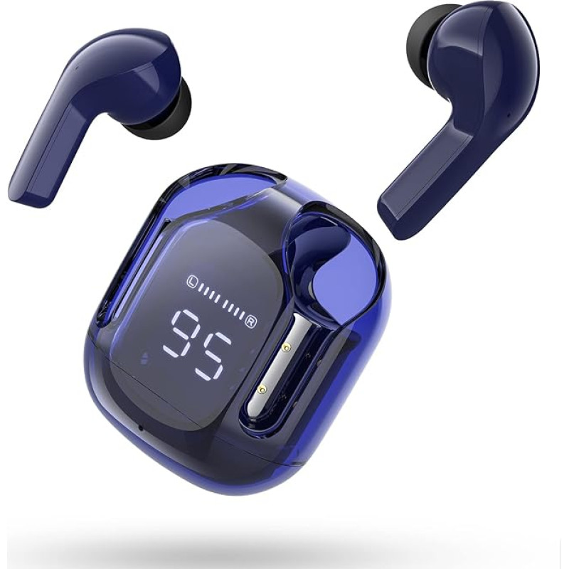 ACEFAST T6 Bluetooth Kopfhörer, 2024 In Ear Kopfhörer, Kabellose Bluetooth 5.3 Kopfhörer mit ENC Mikrofon, 25 Stunden Wiedergabe, Tiefe Bässe, Transparent Ohrhörer Sport, Touch Steuerung, Blua