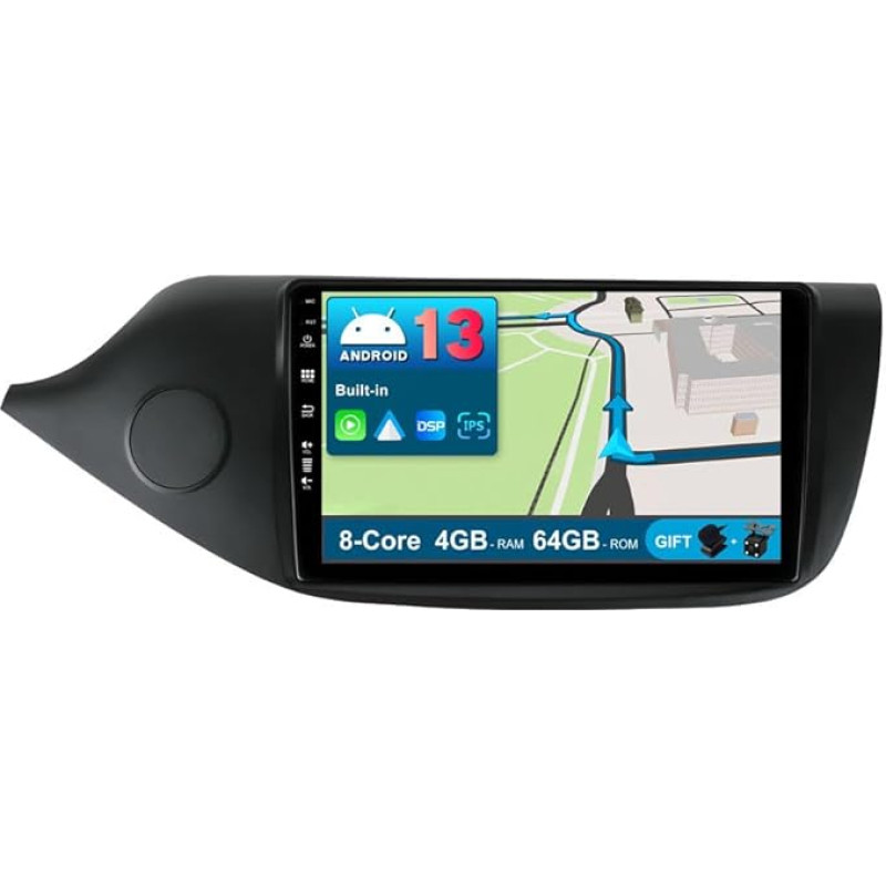 JOYX Android 13 IPS automobilinis radijas, tinkamas Kia CEE'd CEED JD (2012-2018 m.) - [4G+64G] - Integruotas DSP/Carplay/Android Car/GPS - LED kamera + MIC - 9 colių 2 DIN - SWC 4G WiFi BT DAB Fast-Boot 360 kamera