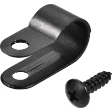 sourcing map 10.4mm Nylon R Type Cable Clip Wire Clamp with Screws Black 50pcs