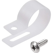 sourcing map 19mm Nylon R Type Cable Clip Wire Clamp with Screws White Pack of 50