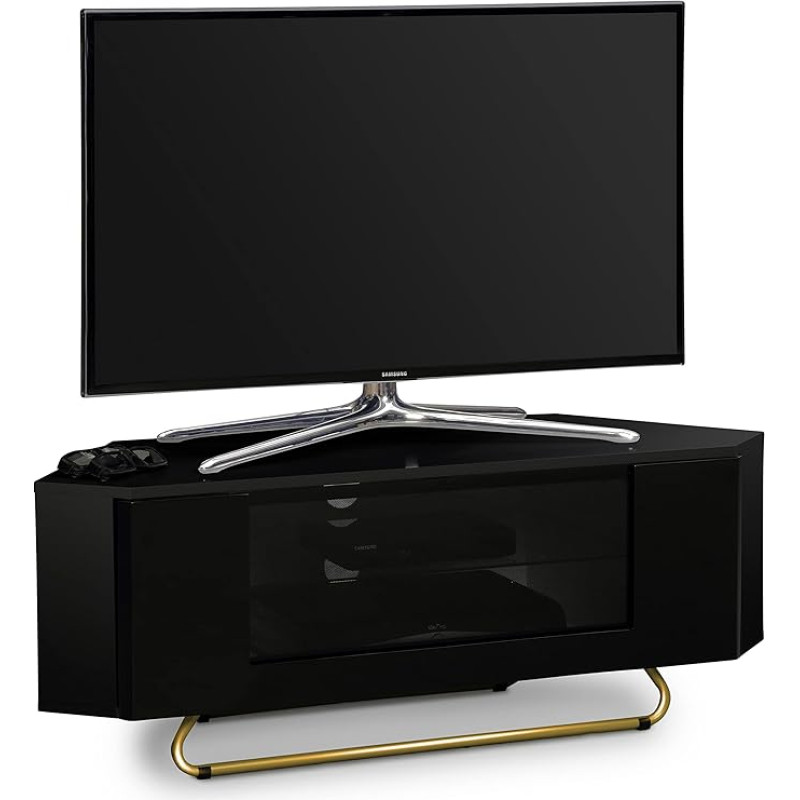 Centurion Supports Soportes de Vergleich y Techo para TV Hampshire Corner Freundlich Gloss Black mit schwarzem Kontrast Strahl-Thru Fernfreundlich Tür 26