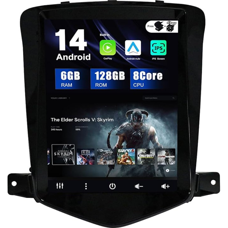 SXAUTO Android 12-6G + 128G IPS automobilinis radijas, tinkamas Chevrolet Cruze (2006-2015) - Belaidis Carplay/Android Car/DSP - LED kamera + MIC - DAB SWC AHD WiFi Fast Boot 360-Camera BT 4G - 2 DIN 9,7 colių