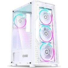 EMPIRE GAMING Diamond PC Case Gamer ARGB Medium Tower ATX korpusas - fasadinis pleksiklas ir apsauginio stiklo šoninės durelės - 4 ventiliatoriai 5 V LED RGB adresuojami 120 mm - baltos spalvos