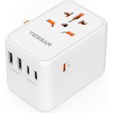 TESSAN Travel Adaptor Worldwide USB C, 65 W GaN Travel Adapter Fast Charger, Travel Plug with 2 USB and 3 USB C, Universal for Japan, Germany, USA, England, China