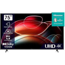 Hisense 75E6KT 190.5 cm (75 Inch) TV, 4K UHD, LED, Smart TV, HDR, Dolby Vision, Triple Tuner DVB-C/S/S2/T/T2, WiFi, Bluetooth, Alexa Built-In, Hotel Mode [2023], Black