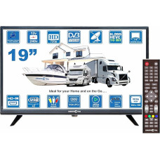 Unispectra ® 19 Inch HD LED TV Small 230 V (Volt) 12 V TV DVBT2 and SAT Receiver, USB Media Player, HDMI. 12 V TV for Motorhomes, Caravans, Caravans, Camping, Campers, Trucks, Boats, Kitchen