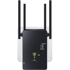 WLAN kartotuvas WLAN stiprintuvas 1200 Mbps dviejų dažnių 2,4 GHz + 5 GHz WiFi stiprintuvas su kartotuvo/maršrutizatoriaus/prieigos taško režimu, 4 antenos, lengvas nustatymas, WiFi diapazono plėstuvas su LAN/WAN prievadu