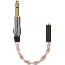 Geekria Apollo 6N OCC and Single Crystal Silver Upgrade Audio Cable, 6.35mm Stereo Male to 4.4mm Balanced Female Adapter Cable for High Resolution Audiophile HiFi Headsets (0.7ft / 21cm)