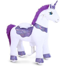 PonyCycle Essential Model E Riding Toy for Children Unicorn Stuffed Toy with Brake (Purple/Size 4 for Age 4-8) Plush Toy Unicorn for Riding - E413