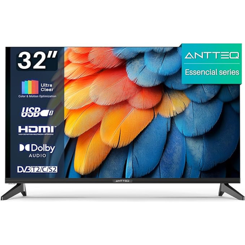 Antteq E32-AH1Q1L Essencial Series TV 32 Inch (81 cm) LED TV, HD, Triple Tuner (DVB-T2/S2/C), Hotel Mode, 2024