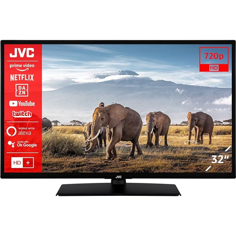 JVC LT-32VH5157 32 Inch TV/Smart TV (HD Ready, HDR, Triple Tuner, Bluetooth) - Includes 6 Months HD+ [2023]