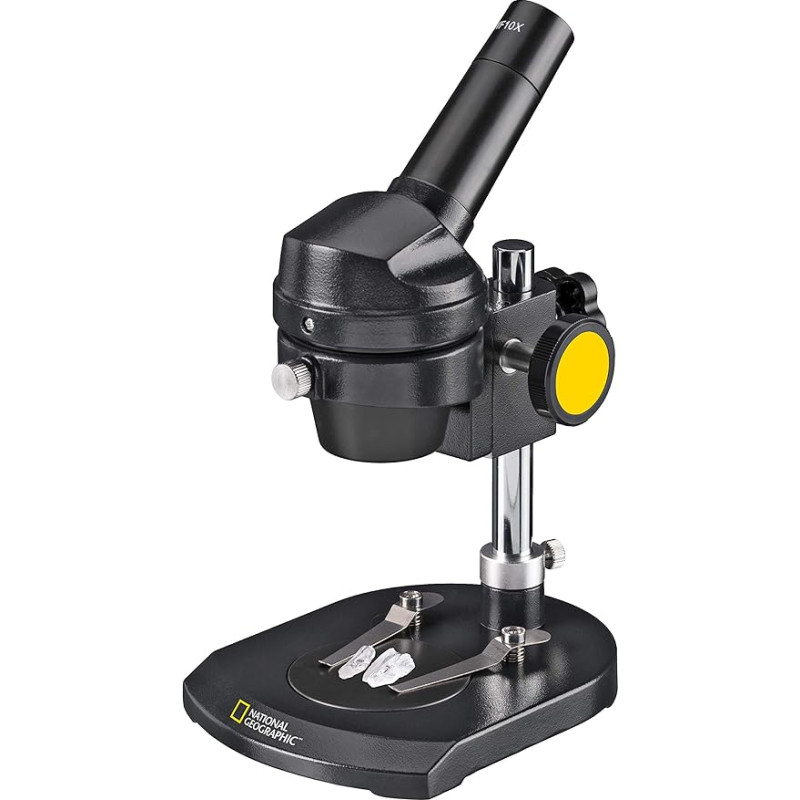 National Geographic Microscope 20x incident light for observing stones, coins, leaves or similar including two-tone object plate and sturdy transport case