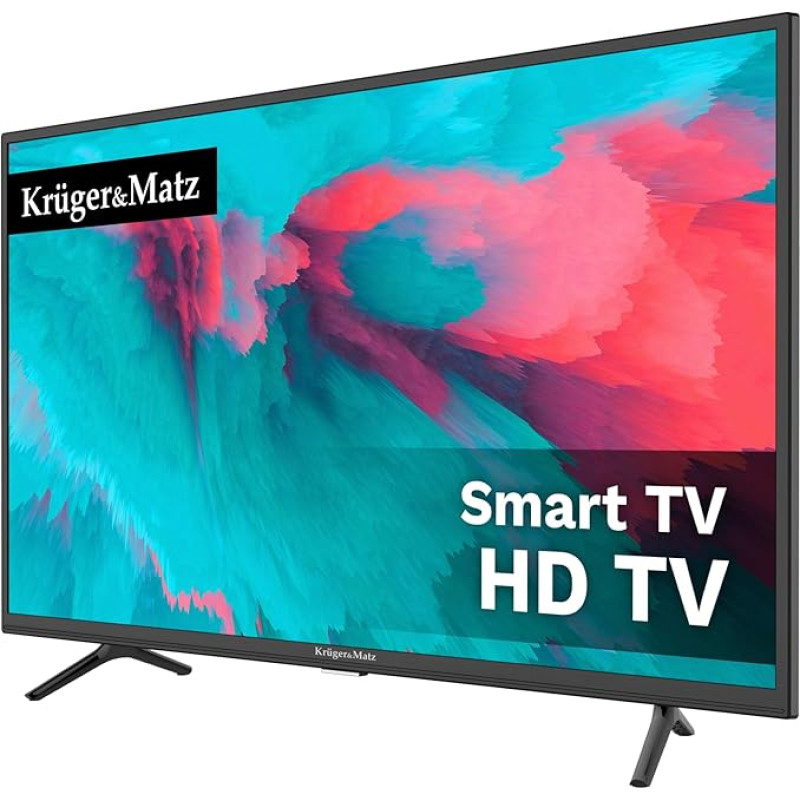 Krüger&Matz KM0232-S6 81.82 cm (32 Inch) LED LCD TV (HD Smart DVB-T2 / S2 H.265 60 Hz, USB Media) Model Year 2023 [Energy Efficiency Class: E], Black