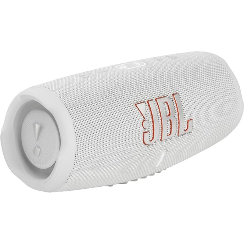 JBL Charge 5 Bluetooth Speaker, Waterproof Portable Boombox with Built-in Powerbank, One Battery Charge for up to 20 Hours of Wireless Music Enjoyment, White