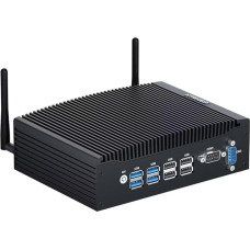 STRHIGP Pramoninis kompiuteris i5 Mini PC be ventiliatoriaus Win 11, kompiuteris be ventiliatoriaus 8260U 8GB RAM DDR4 256GB SSD Dvigubas RS232 COM RJ45 LAN 4K HD 8USB WiFi BT VESA WOL Automatinis įjungimas Mini kompiuteris verslui Namai