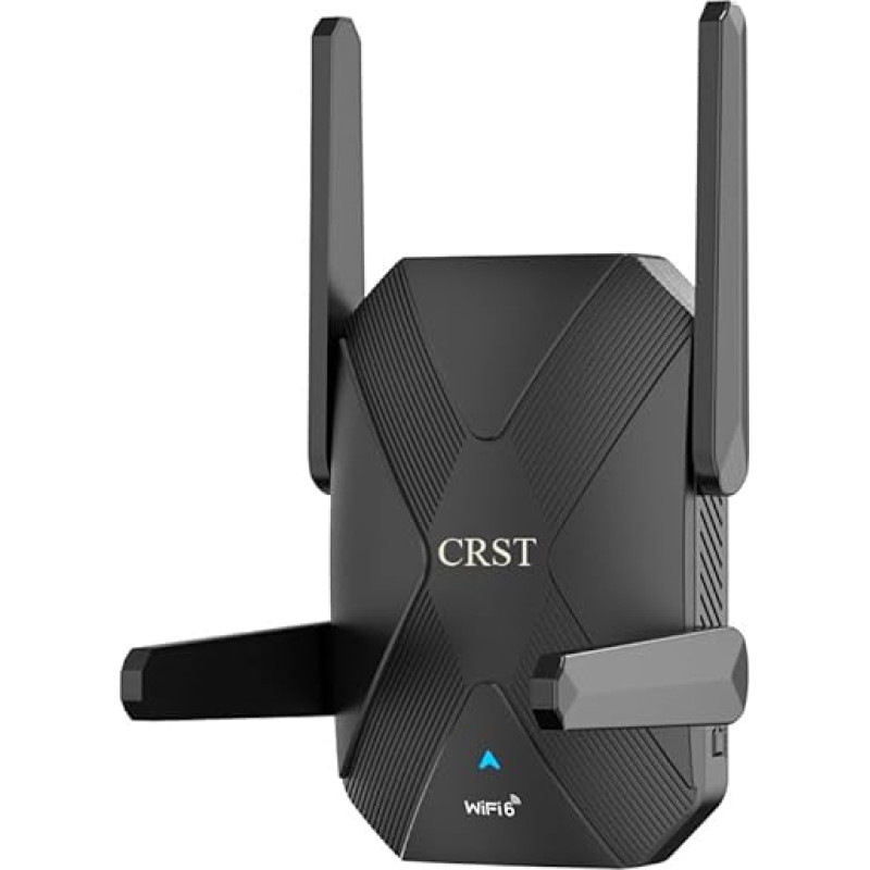 CRST WiFi 6 WLAN stiprintuvas WLAN retransliatorius AX1500 Dual Band 1201Mbit/s 5GHz ir 300Mbit/s 2.4GHz, WiFi Extender su Gigabit prievadu, interneto stiprintuvas, suderinamas su visais WLAN maršrutizatoriais, ZD-L76