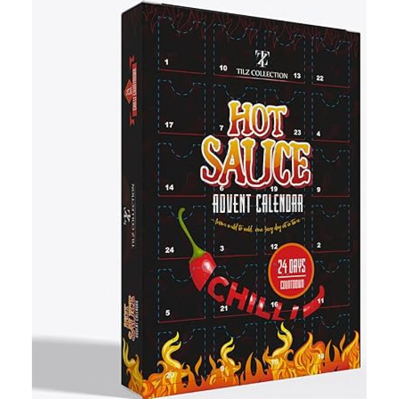 Aštrių padažų advento kalendorius 2023 - 24 dienos, aitriųjų padažų advento kalendorius, advento kalendorius 2023 vyrams, advento kalendorius moterims be šokolado, aštrūs aitriųjų padažų iššūkis (juodas)