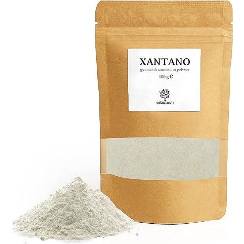 Erbotech - Xanthan Powder 100 g - Xanthan Rubber Ideal for Ice Cream, Sauces, Topping, Dough, Molecular Kitchen - 100% Pure Thickener, No Gltuin, Vegan, Halal and Kosher