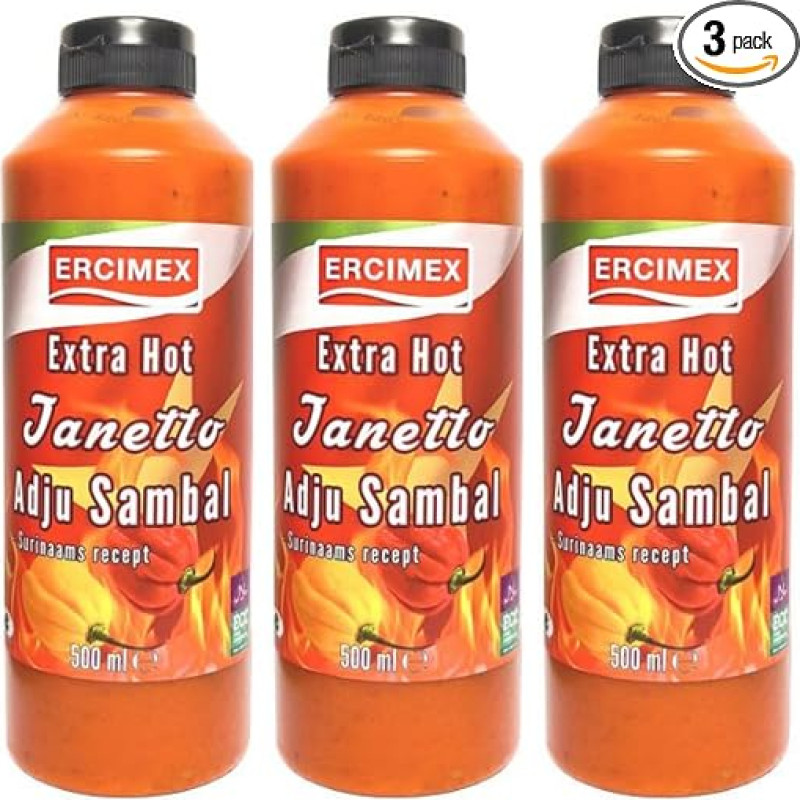 Su Pufai Grocery, Ercimex Janetto Adju Sambal išorinis aštrus padažas 500 ml x 3 vnt.