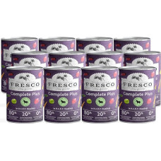 FRESCO Dog Nassbarf Complete Plus Horse 12 x 400 g drėgnas ėdalas šunims be grūdų Sveikas ir turtingas baltymų ėdalas, pagamintas iš 100% šviežios mėsos, subproduktų, vaisių ir daržovių be dirbtinių priedų