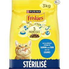 FRISKIES Sterilizuotos katės su lašiša ir daržovėmis - 3kg - sausas maistas suaugusioms katėms