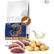 ICEPAW I Aukštos kokybės sausas maistas I Scandic Duck 4 x 2 kg I Su antiena ir bulvėmis I Be grūdų I Jautriems maistui šunims