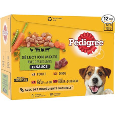 PEDIGREE Sachets fraîcheur en sauce 4 variétés - Pour chien - 12x 100 g (x4)