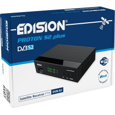 EDISION Proton S2 Plus Full HD palydovinis imtuvas FTA, (DVB-S2 | ARD ir ZDF SD išjungimas) Unicable tinkamas, 2-in-1 RCU, HDMI, SCART, S/PDIF, LAN, USB, iš anksto įdiegtas vokiškų programų sąrašas