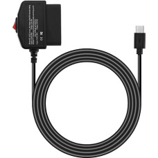 YINETTECH Car OBD Power Cable for Dash Camera, 24-Hour Monitoring ACC Mode with Switch Button, Power Supply Charging Cable, 3.5M Cable Length, USB-C Port