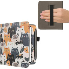 kwmobile Flip dėklas, suderinamas su kišenine knygele Era/Era Colour - Priekinis skyrius, dirželis rankai - Katės oranžinė, juoda, balta