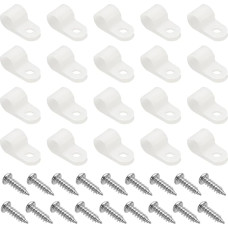 sourcing map 60 Stück Kabelklemmen 5/16 Zoll R-Type Nylon Kabelclip Drahtklemme Seil Licht Befestigung Schnur Befestigungsclips mit Schrauben für Drahtmanagement, Weiß
