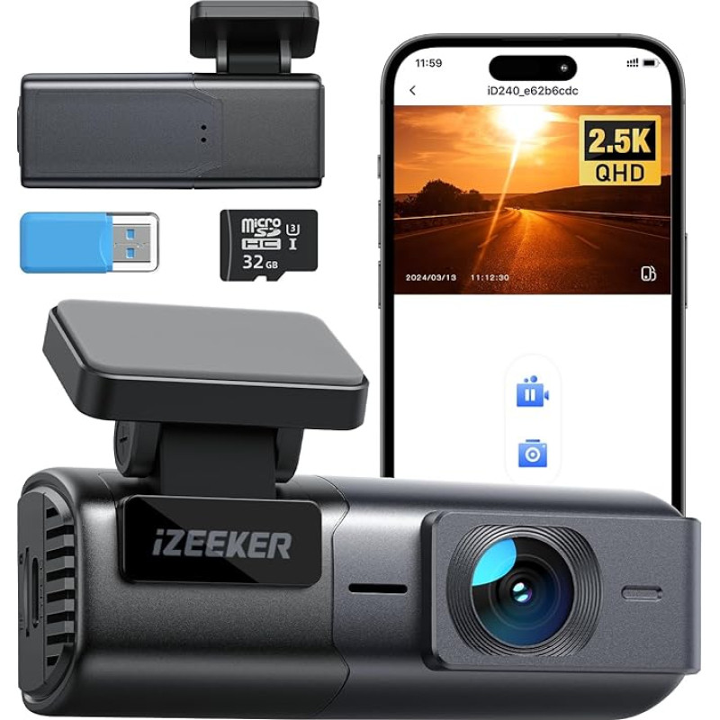 iZEEKER Dash Cam Front 1080P with Hidden Design, Mini Car Camera Video Recorder with 170° Wide Angle, Dash Cam for Cars with Night Vision, WDR, Parking Monitor and G-Sensor