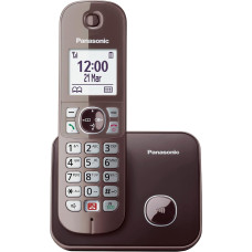 Panasonic KX-TG6851GA Cordless Phone (Lock up to 1,000 Phone Numbers, Clear Font Size, Loud Handset, Full Duplex Hands-Free Calling) Mocha Brown