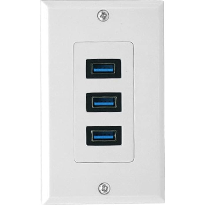 4.2A USB 3.0 Wall Plate Halokny 3 Port USB 3.0 Female Component Composite Wall Data Transfer and Charger Socket Faceplate Cover (3 USB 3.0)