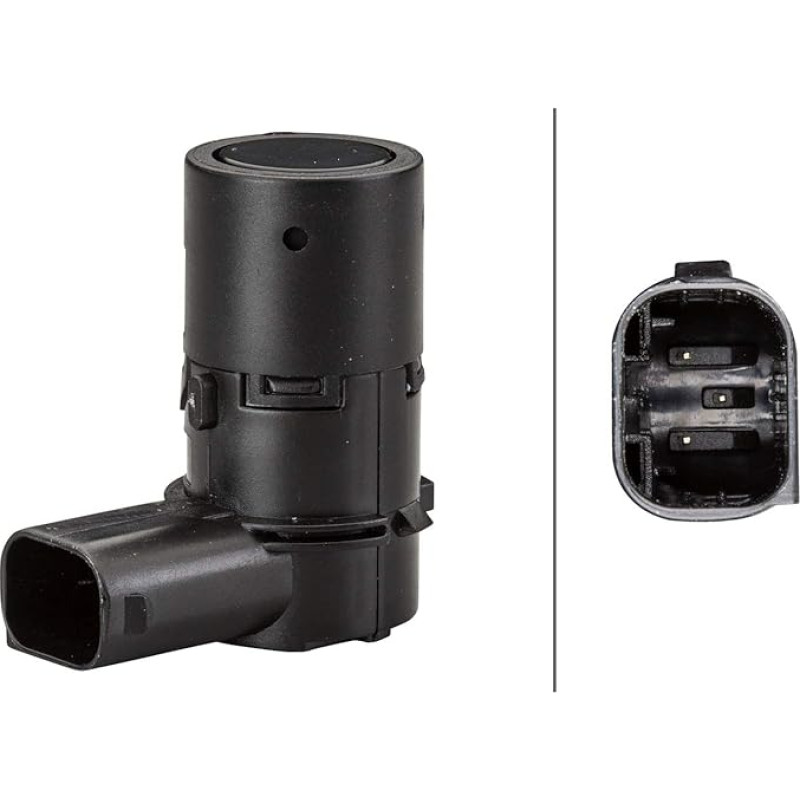 HELLA 6PX 358 141-111 Sensor, parking distance control - angled - 3-pin connector - Plugged - Paintable - with fastening ring