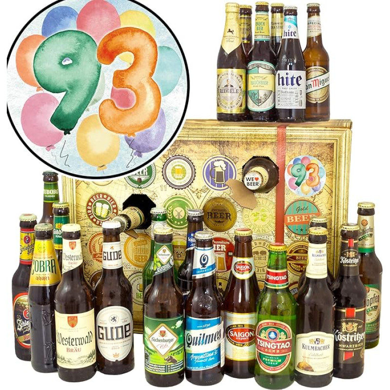 Geschenk zum 93. - Bier Weihnachtskalender 2024 2025-24 x Biere DE und Welt