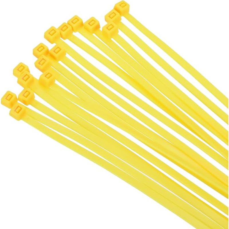 sourcing map Kabelbinder aus Nylon, 30,5 cm, selbstsichernd, mit 22,7 kg Zugfestigkeit für drinnen und draußen, Gelb, 50 Stück