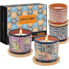 Scented Candle Set, Soy Wax Aromatherapy Candles Set, 4 Pieces Scented Candles Gift Set Includes Vanilla, Orange, Rose, Lemon Candle, Gifts for Women Mother's Day, Christmas, Valentine's Day (4 x 3.52