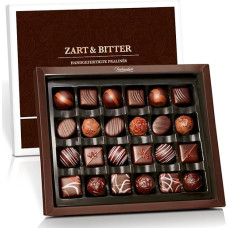 Pralinenbote Genussmanufaktur - 24 šokoladiniai saldainiai su tamsiuoju šokoladu, rankų darbo vokiečių šokolado meistrų, dovana su tamsiuoju šokoladu