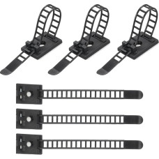 QUARKZMAN Cable Organiser Cable Ties, 6-25.5 mm Cable Management Adjustable Cable Ties Adhesive Cable Clips Desk Cable Management Black Pack of 60