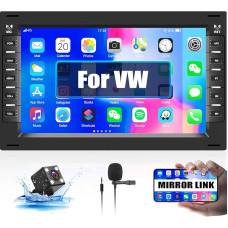 Android 13 Double DIN Car Radio for VW T5 Golf 4 Bora Polo MK5 Passat B5 Jetta Peugeot 307, 7 Inch 2 DIN Car Stereo Radio with GPS Navigation WiFi Bluetooth Hands-Free Kit FM SWC + Reversing Camera