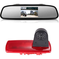 Brake Light Camera Brake Light Parking Camera Reversing Camera + 4.3 Inch LCD Mirror Monitor Replacement for Fiat Talento/Nissan NV300/Renault Traffic/Nissan Primaster/Opel/Vauxhall Vivaro/Renault