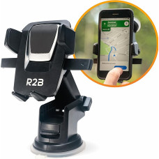 R2B mobiliojo telefono laikiklis su siurbtuku - mobiliojo telefono laikiklis automobiliui, universalus mobiliojo telefono laikiklis, skirtas langams ir prietaisų skydeliui, 360 laipsnių pasukimo funkcija, automobilinis telefono laikiklis su stipriu siurbt