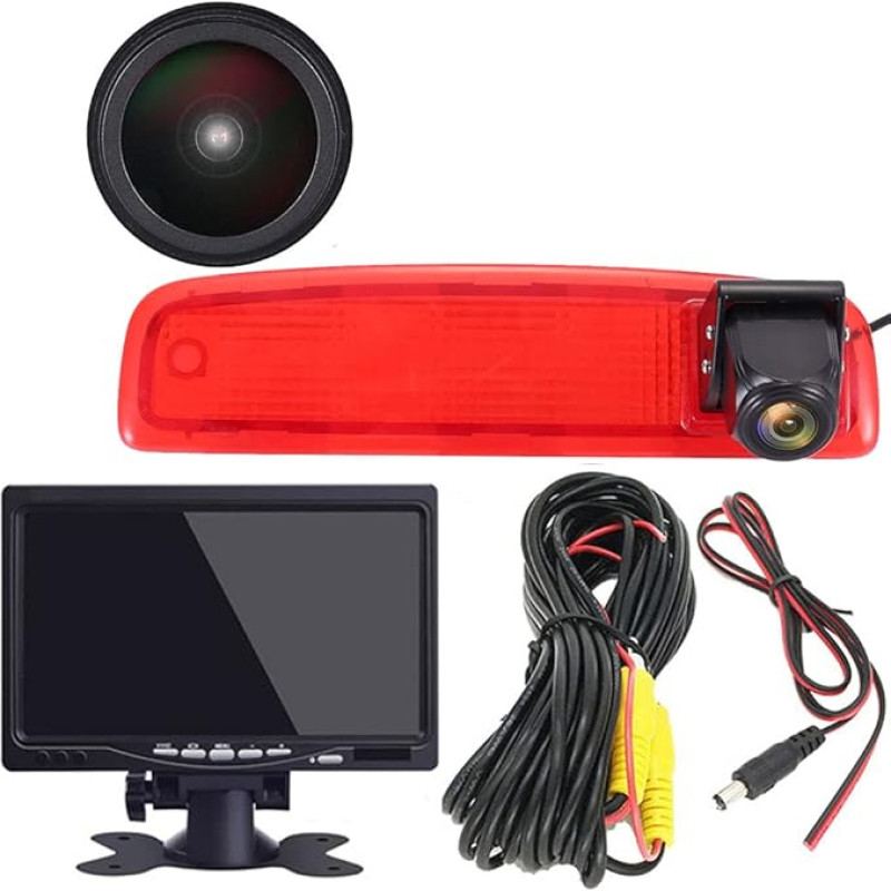 HD Caravan Reversing System Brake Light Reversing Camera Roof Camera Parking Aid with Angle Adjustable Compatible with Renault Dacia Third Brake Light Dokker Logan MCV Express Box
