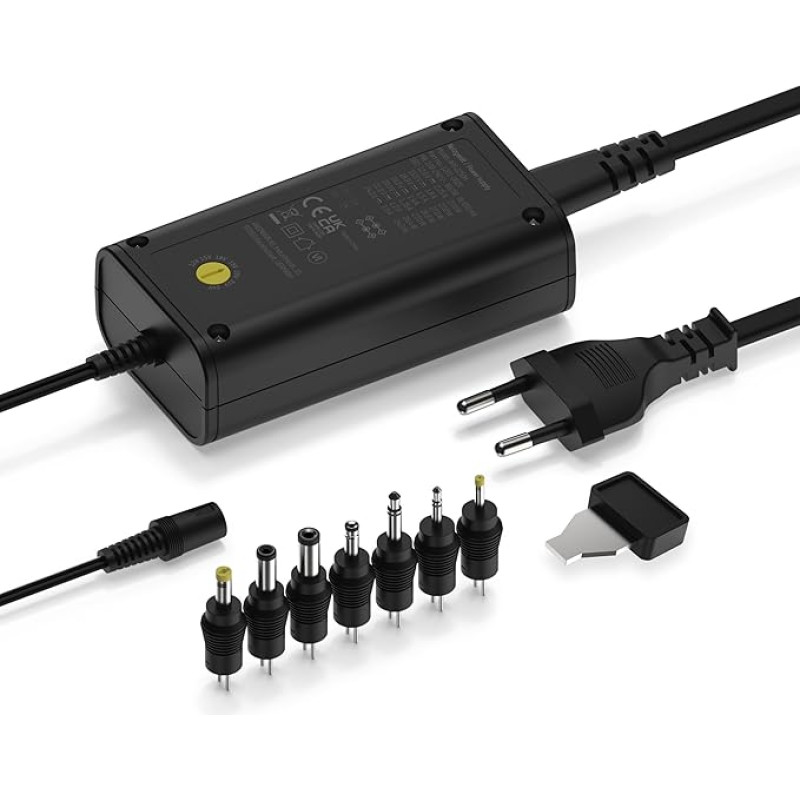 Ansmann 12 V power supply APS 2250H mains plug up to max. 2250 mA (7 universal adapter plugs) mains adapter for small electrical devices adjustable from 12 to 24 volts, 1201-0026