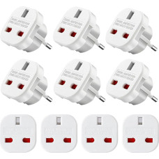 Fiotha UK to DE adapter, pack of 10 European travel adapters, adapters England Germany plug, UK to EU adapter, with safety lock for home, travel for: Euro socket and England plug