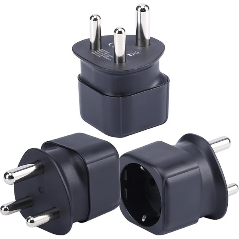 Europe to South Africa/Swaziland Plug Adapter, European/Germany/French Schuko Type C/E/F Plug Suitable for South Africa/Swaziland Socket Travel Plug Converter (Pack of 3)