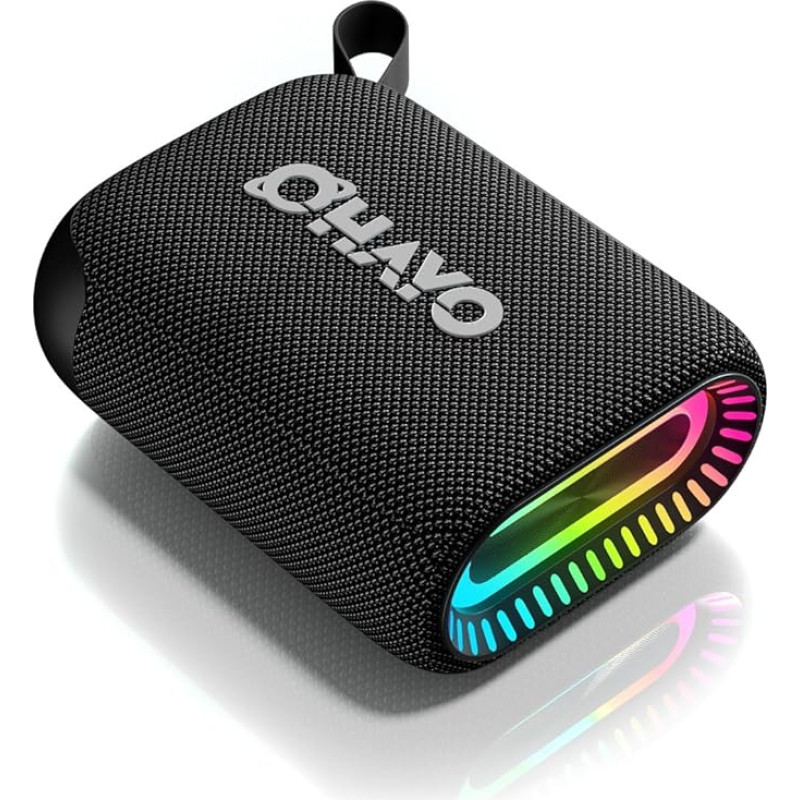 OHAYO Bluetooth Speaker Mini Bluetooth Box with RGB Light, Small Music Box with Bluetooth 5.3, 24H Battery, IPX7 Waterproof, Outdoor Speaker for iPhone, Outdoor, Party, Black