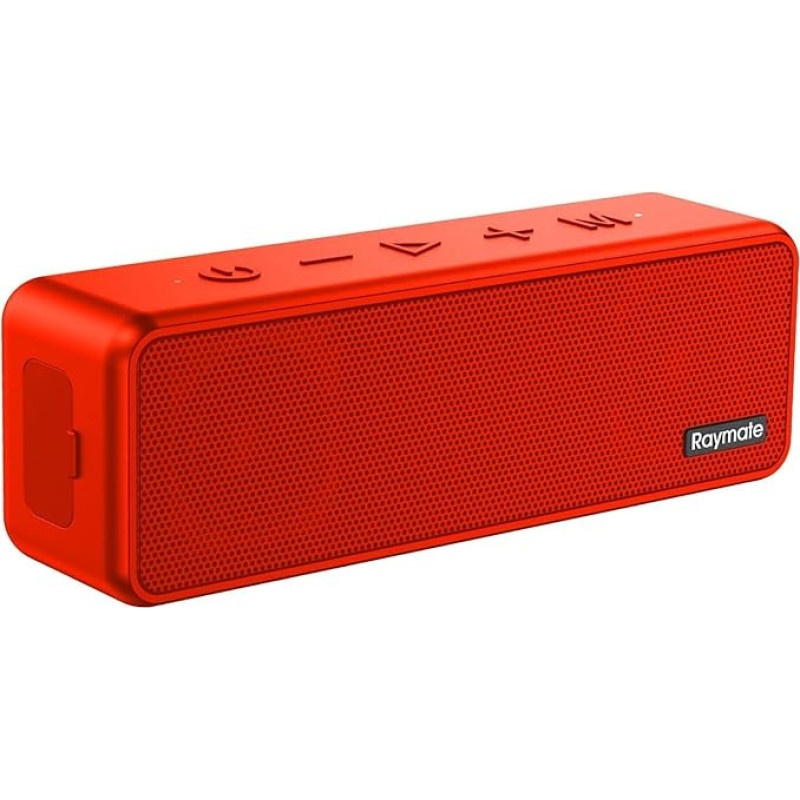 Raymate Bluetooth Speaker, Wireless Music Box with 20 W Dual Bass, IPX7 Waterproof, TWS Function, 15 Hours Battery - Portable Speaker for Outdoor and Home (Red)