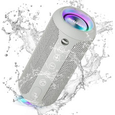 Ortizan Bluetooth Speaker, Bluetooth Box with LED Light, Portable Mini Music Box with Hands-Free Function, IPX7 Water Protection and 360° Surround Sound, Wireless Outdoor Speaker with AUX, TF